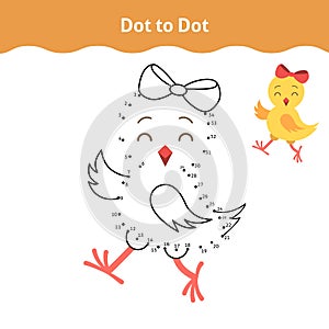 Dot-to-dot. Educational game for toddlers with cute chicken.