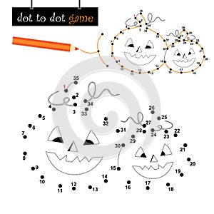 Dot to dot game: halloween pumpkins