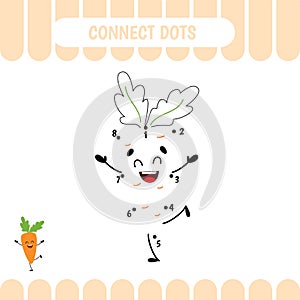 Dot to dot game for kids. Carrot