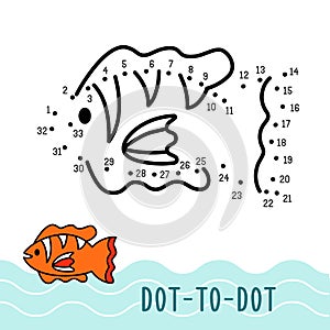 Dot to dot game number connect dots fish