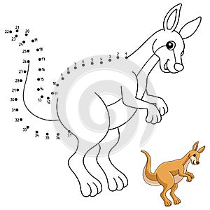 Dot to Dot Kangaroo Animal Coloring Page for Kids