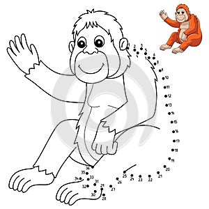 Dot to Dot Orangutan Animal Isolated Coloring