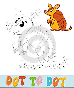 Dot to dot puzzle. Connect dots game. armadillo vector illustration