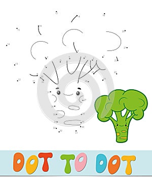 Dot to dot puzzle. Connect dots game. broccoli vector illustration