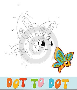 Dot to dot puzzle. Connect dots game. butterfly vector illustration