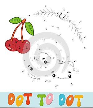 Dot to dot puzzle. Connect dots game. cherry vector illustration