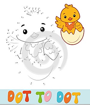Dot to dot puzzle. Connect dots game. chick vector illustration