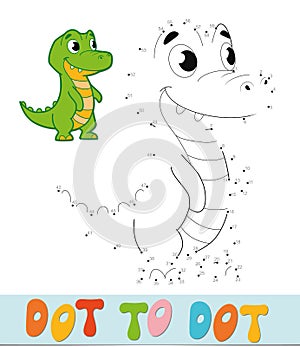 Dot to dot puzzle. Connect dots game. crocodile vector illustration
