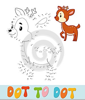 Dot to dot puzzle. Connect dots game. deer vector illustration