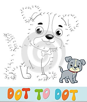 Dot to dot puzzle. Connect dots game. dog vector illustration