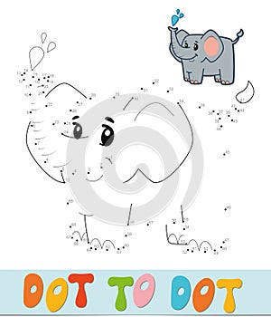 Dot to dot puzzle. Connect dots game. elephant vector illustration