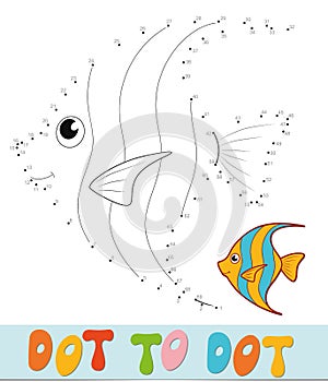 Dot to dot puzzle. Connect dots game. fish vector illustration