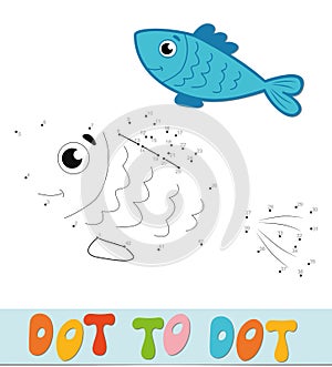 Dot to dot puzzle. Connect dots game. fish vector illustration