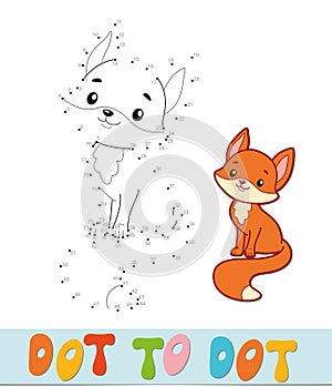 Dot to dot puzzle. Connect dots game. fox vector illustration