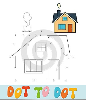 Dot to dot puzzle. Connect dots game. house vector illustration