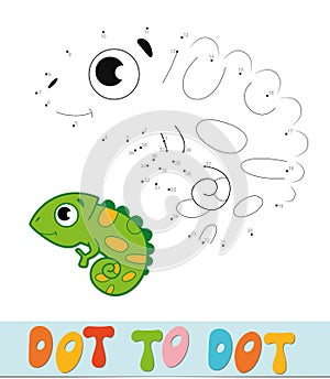 Dot to dot puzzle. Connect dots game. iguana vector illustration