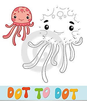 Dot to dot puzzle. Connect dots game. jellyfish vector illustration