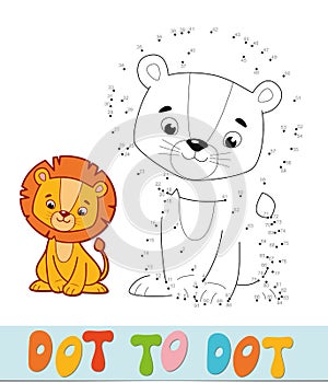 Dot to dot puzzle. Connect dots game. lion vector illustration