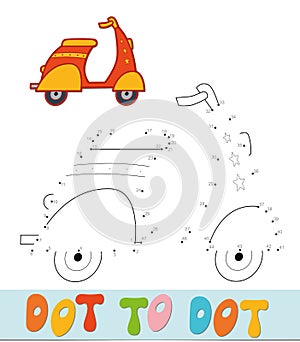 Dot to dot puzzle. Connect dots game. motorbike vector illustration