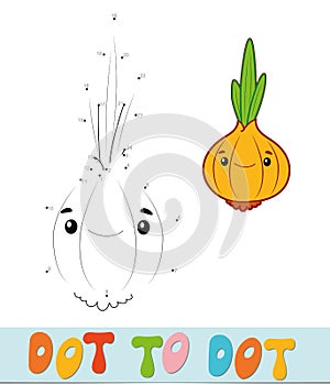 Dot to dot puzzle. Connect dots game. onion vector illustration