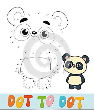 Dot to dot puzzle. Connect dots game. Panda vector illustration