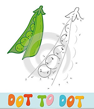 Dot to dot puzzle. Connect dots game. peas vector illustration