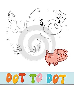 Dot to dot puzzle. Connect dots game. pig vector illustration