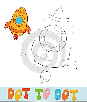 Dot to dot puzzle. Connect dots game. rocket vector illustration