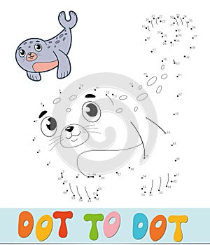 Dot to dot puzzle. Connect dots game. seal vector illustration