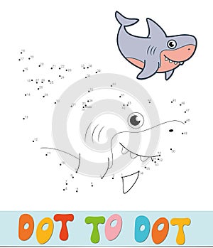 Dot to dot puzzle. Connect dots game. shark vector illustration