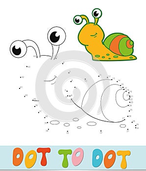 Dot to dot puzzle. Connect dots game. snail vector illustration