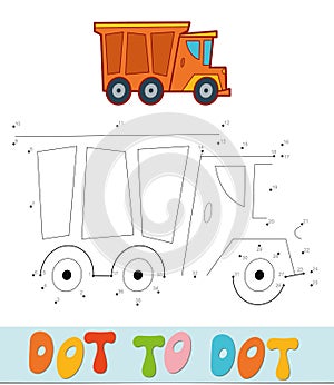 Dot to dot puzzle. Connect dots game. truck vector illustration