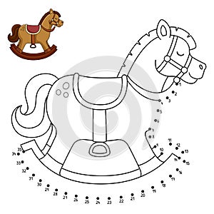 Dot to Dot Rocking Horse Isolated Coloring Page