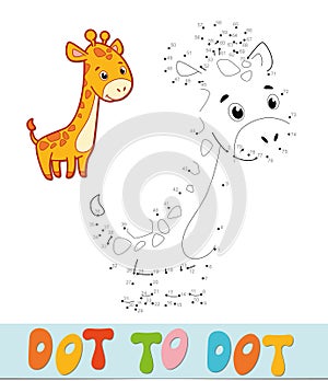 Dot to dot puzzle. Connect dots game. giraffe vector illustration