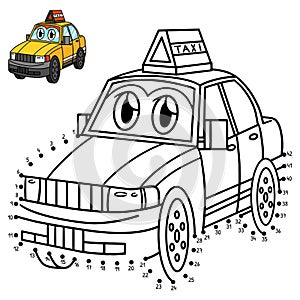 Dot to Dot Taxi Vehicle Isolated Coloring Page photo