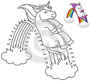 Dot to Dot Unicorn Sliding The Rainbow Isolated