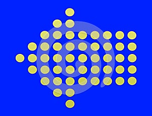 Dots arrow icon sign on different background.