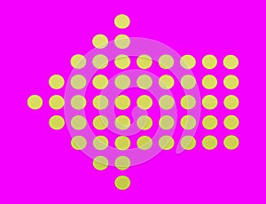 Dots arrow icon sign on different background.