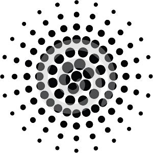 Dots, circles radial abstract pattern or background, vector