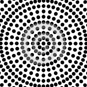 Dots, circles radial abstract pattern or background, vector