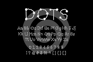 Dots hand drawn vector type font in carton style black white illustration lettering