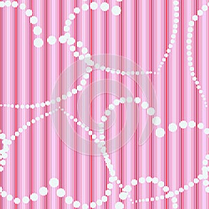 Dots hearts on striped cloth seamless background