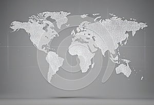 Dots makes global world map global wireframe polygonal lines stock videoConnection World Map Planet Space White Color Computer