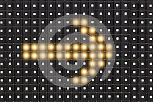 Dots matrix led diplay with illuminated symbol of arrow