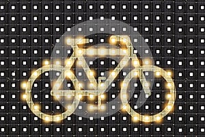 Dots matrix led diplay with illuminated symbol of bicycle
