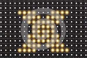 Dots matrix led diplay with illuminated symbol of X cross symbol