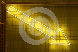 Dots matrix led diplay panel with illuminated symbol of arrow