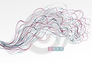 Dots particles flowing array vector abstract background, biology science theme design.