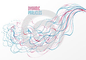 Dots particles flowing array vector abstract background, biology science theme design.