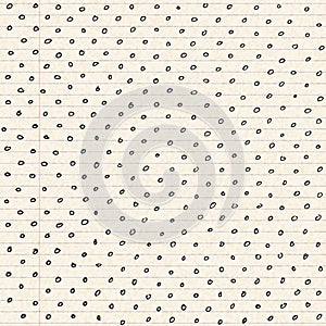 Dots on a sheet of lined paper